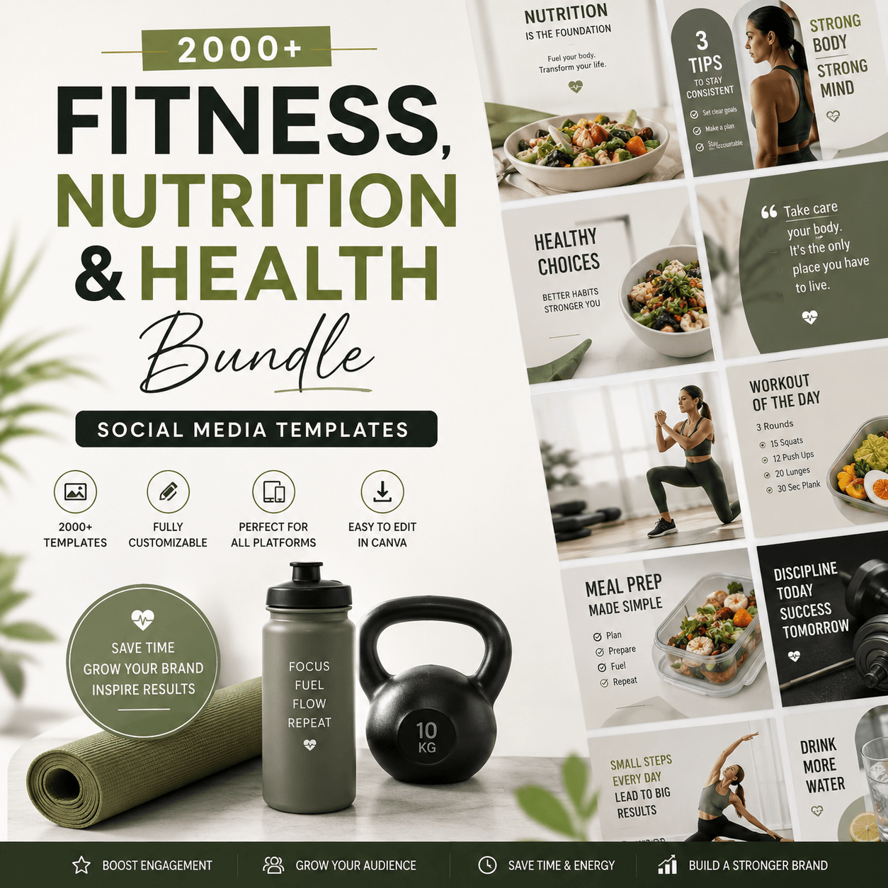 2000+ Fitness, Nutrition & Health Bundle - Social Media Templates